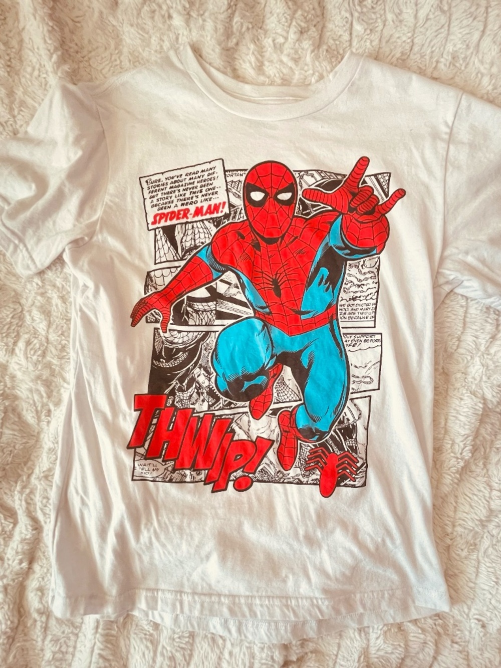 NWOT Marvel Spider-Man Graphic T-Shirt White XL (14/16) Comic Book Superhero Tee